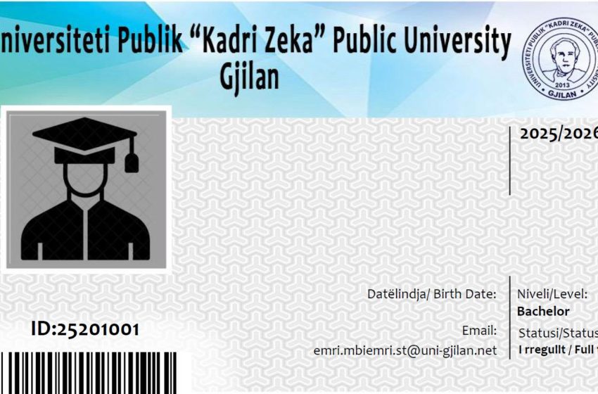 Njoftim për fotografim/regjistrim për ID kartelë për studentët e nivelit Bachelor të pranuar në vitin akademik 2025/2026
