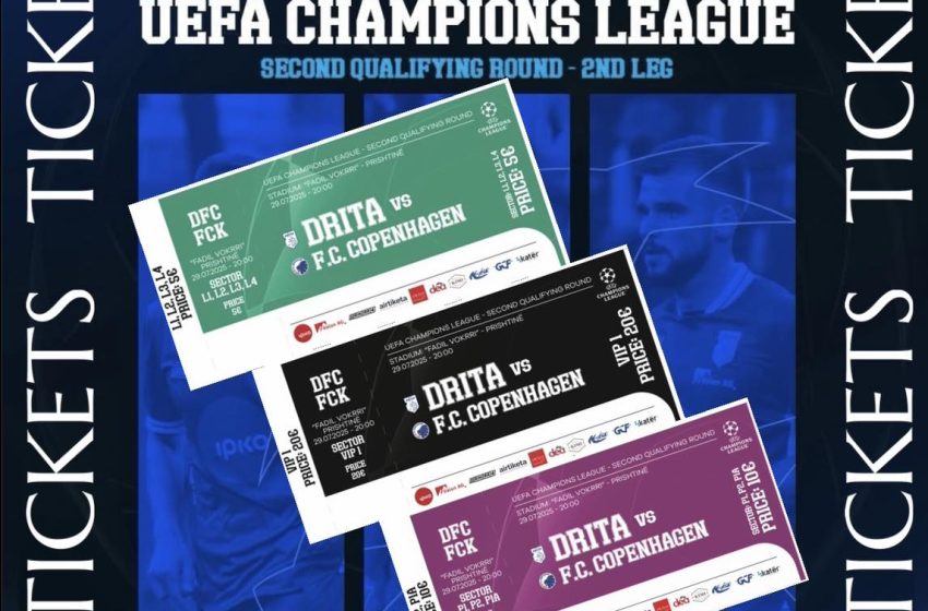  FC Drita njofton – Biletat në shitje nga sot, e shtunë – 26 korrik 2025 – Cmimet e arsyeshme, nga 3 deri 20 euro VIP