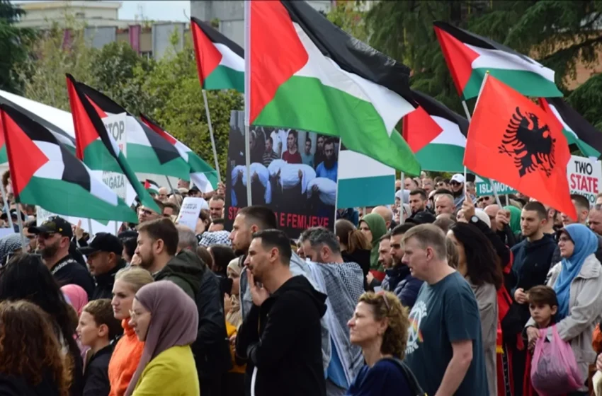  Tirana proteston në mbështetje të Palestinës, e pranishme edhe aktivistja Greta Thunberg
