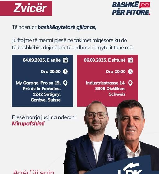 Krerët e LDK-së në Gjilan, Haziri e Ismajli, udhëtojnë në Zvicër – paralajmërojnë dy takime me bashkëtdhetarë