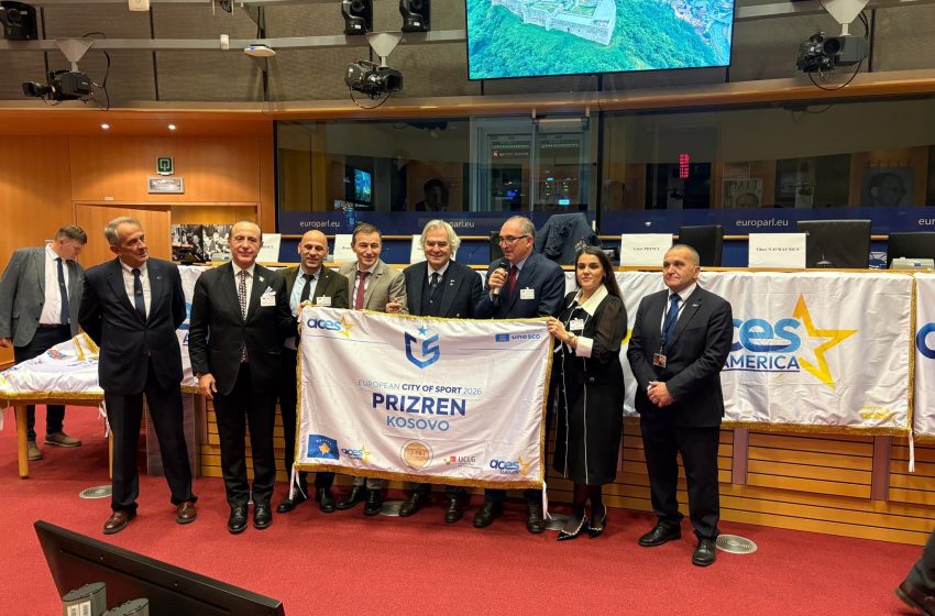  Prizreni mori zyrtarisht çmimin “Qyteti Evropian i Sportit 2026” në Parlamentin Evropian në Bruksel