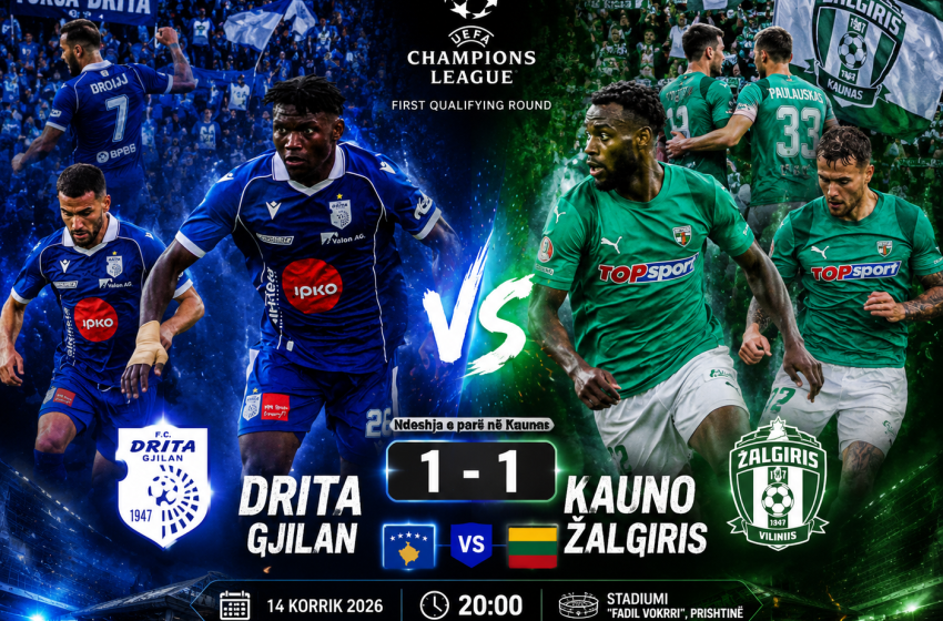  Drita kërkon sonte kualifikimin në “Fadil Vokrri”, gjithçka mbetet e hapur ndaj Kauno Žalgiris