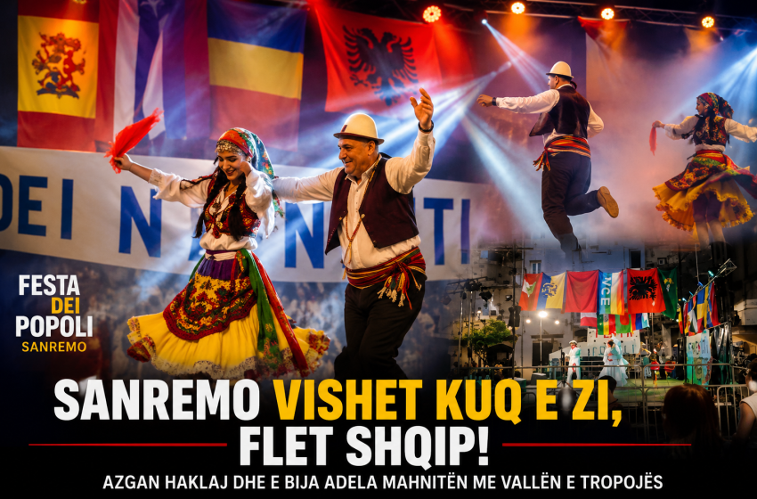  Sanremo duartroket vallen shqiptare – Azgan Haklaj dhe e bija Adela mahnitin Italinë me interpretimin brilant të valles së Tropojës